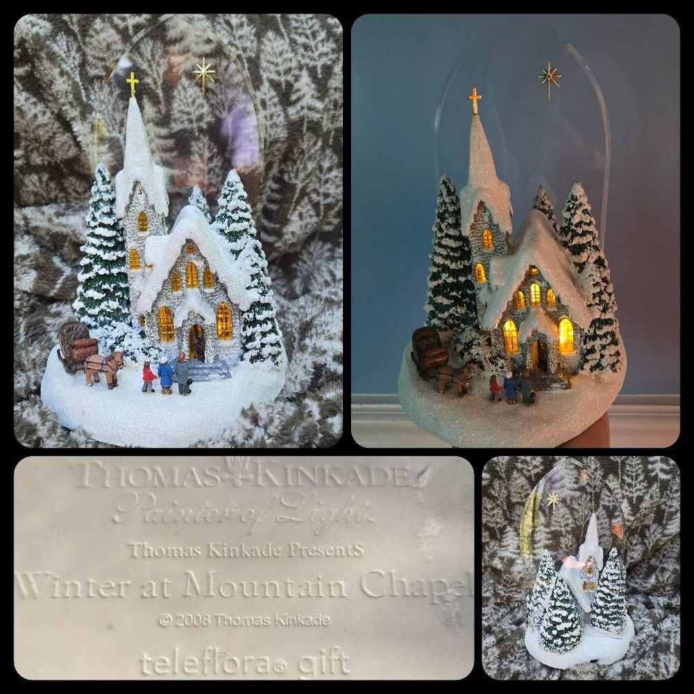 Thomas Kinkade Winter At Mountain Chapel 2008 Christmas Village church